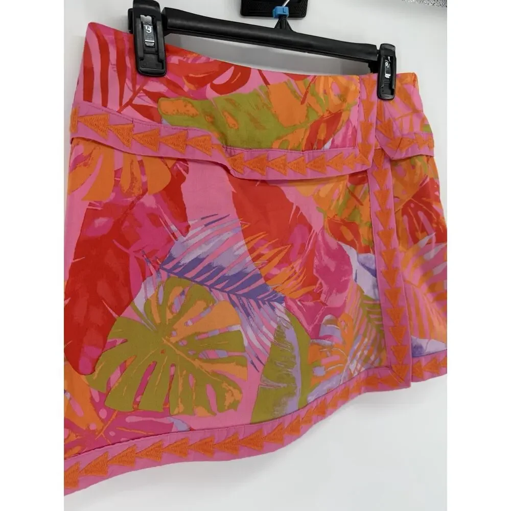 Vibrant Pink Tropical Mini Skirt - Picture 2 of 8